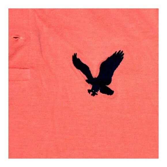 American Eagle Outfitters Classic Fit Polo Shirt Coral M Embroidered Large Logo - Picture 2 of 5